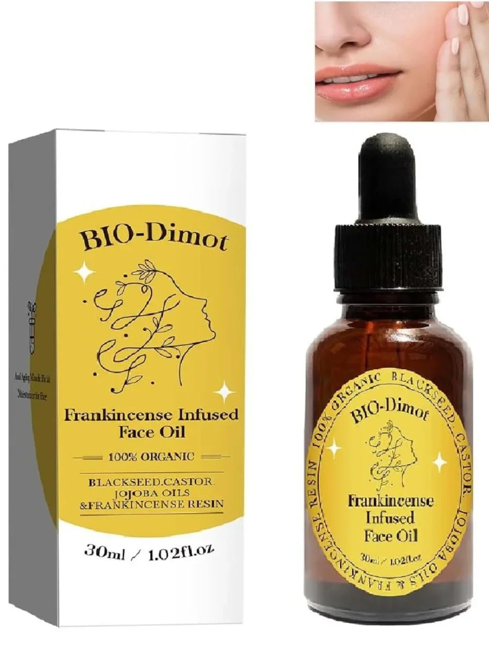 Frankincense Resin Oil, Organic Jojoba, Castor Oil Cold-Pressed Facial Serum